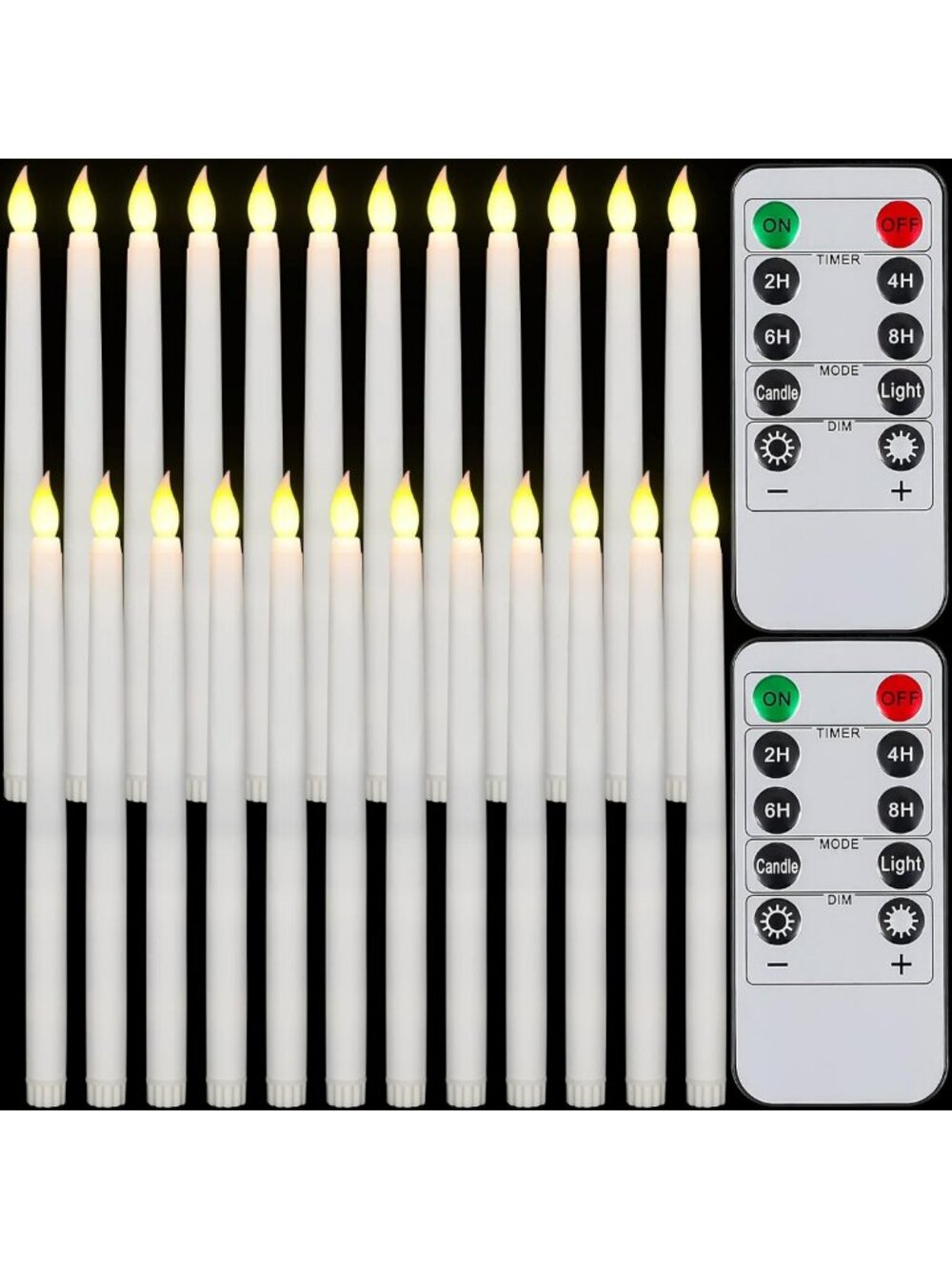 24pcs Ivory LED Flameless Taper Candles - Perfect for Halloween Decor & Events